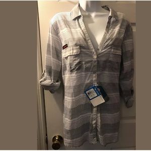 🐅 New COLUMBIA Auburn University Shirt Blue White Plaid Button Down Blouse Top